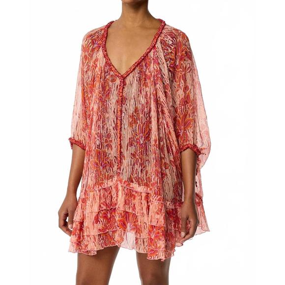 NEW POUPETTE ST BARTH nava poncho coverup in pink exotic - Picture 1 of 2